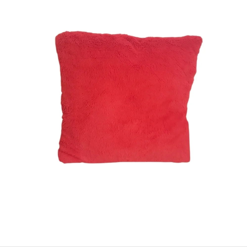 Red Plush Throw Pillow Soft Square Cushion